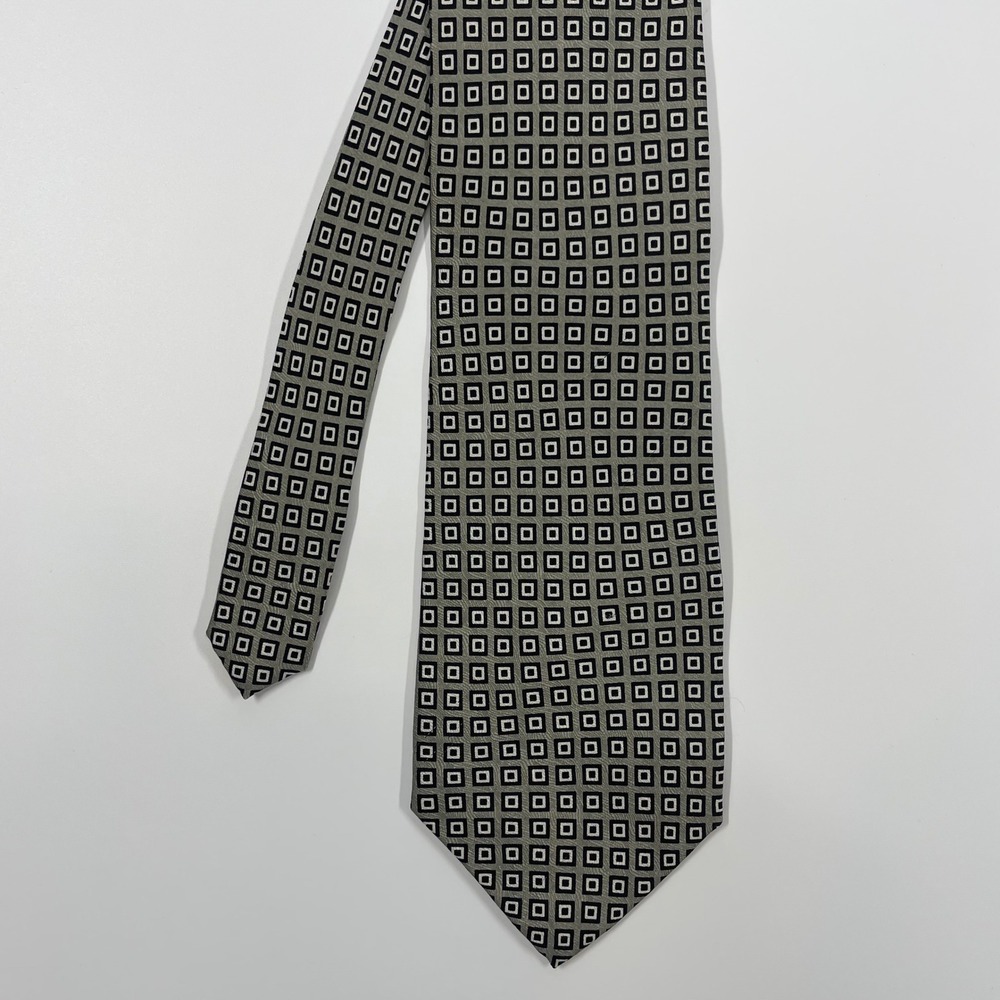 Tongue Tied Olive Green Geometric Square Silk Necktie Mens One Size